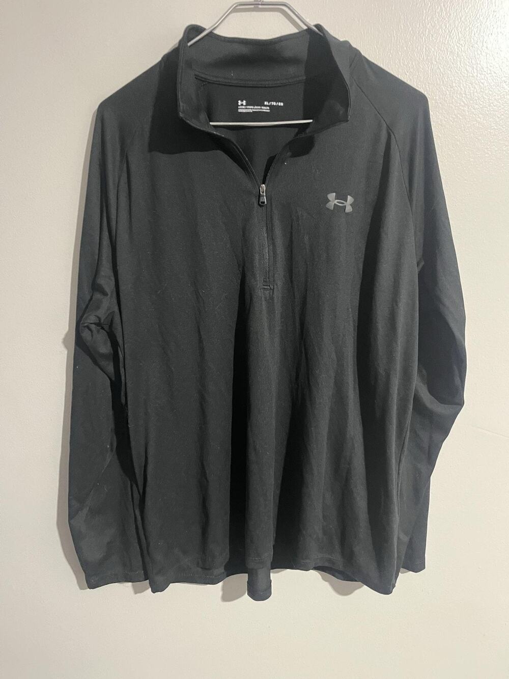 Under Armour Pullover Mens XL Black Mock Neck 1/4 Zip Fleece Lightweight Tagless